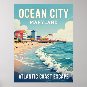 Poster Viagem pela Passarela de Ocean City Maryland