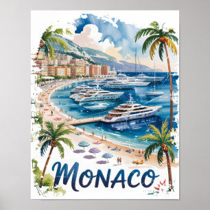 Poster Viagem pela Riviera Francesa em Aquarela Vintage M