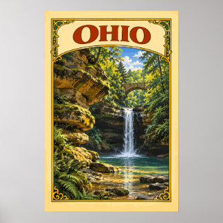 Poster Viagem pelo Parque Estadual Hocking Hills Vintage