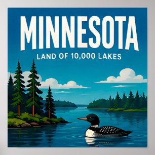 Poster Viagem pelos Lagos da Costa Norte de Minnesota e p