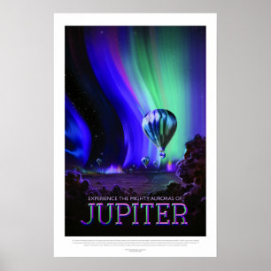 Póster Viagem poderoso do balão das Auroras de Jupiter d