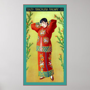 Poster Viagem Railway sul do ~Vintage de Manchuria