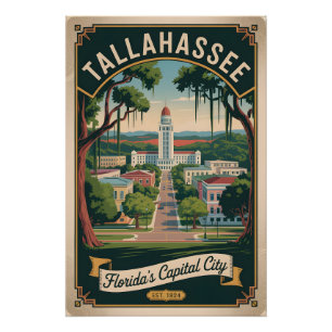 Póster Viagem Retro Alta Tallahassee Flórida
