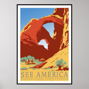Póster Viagem retro América da imagem do vintage do