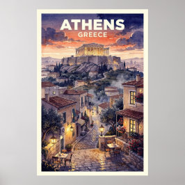 Poster Viagem Retro Atenas Grécia