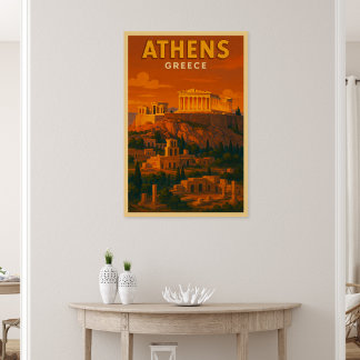 Póster Viagem Retro Atenas Grécia