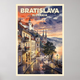 Poster Viagem Retro Bratislava Eslováquia