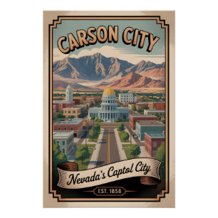 Póster Viagem Retro Carson City Nevada Antiga