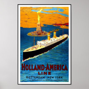 Póster Viagem retro Holland - América da imagem do