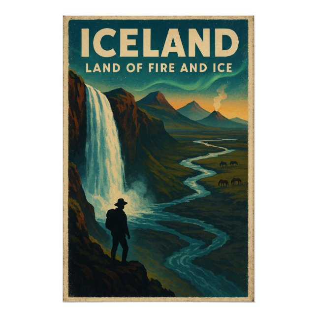 Póster Viagem Retro Islândia 2026 (Frente)