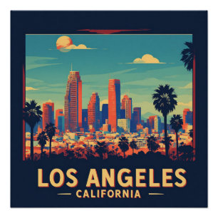 Póster Viagem Retro Los Angeles Califórnia