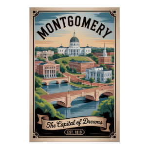 Póster Viagem Retro Montgomery Alabama Vintage