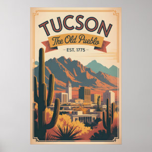 Poster Viagem Retro Tucson Arizona Vintage
