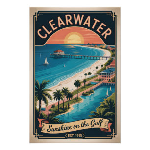 Póster Viagem Retro Vintage Clearwater Flórida