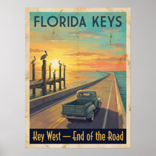 Poster Viagem Retro Vintage Florida Keys Key West