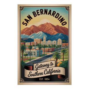 Póster Viagem Retro Vintage San Bernardino Califórnia