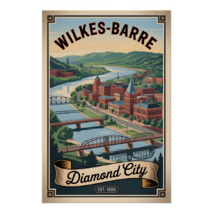 Póster Viagem Retro Vintage Wilkes-Barre Pensilvânia