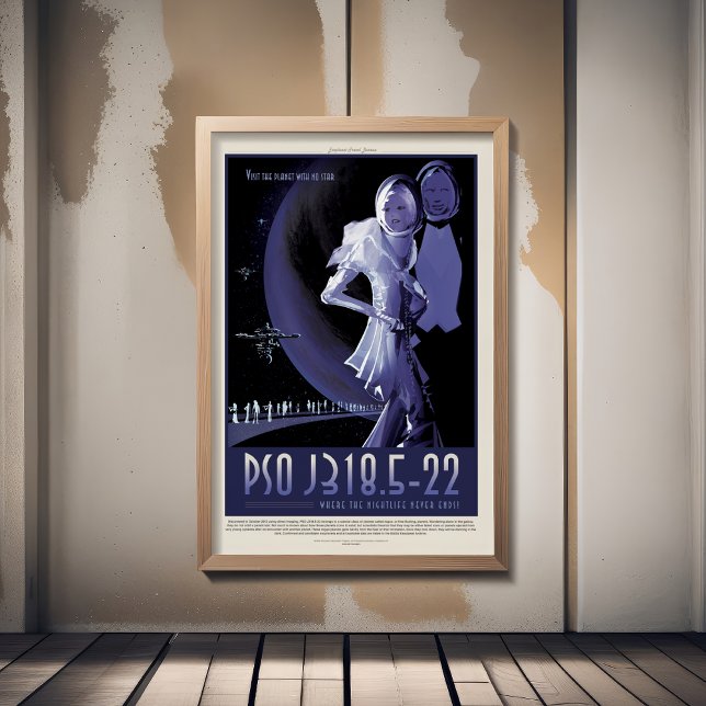 Poster Viagem Sci-Fi Ad, Planeta PSO J318.5-22 (Criador carregado)