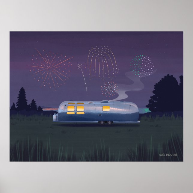 Poster Viagem Silver RV & Night Sky (Frente)