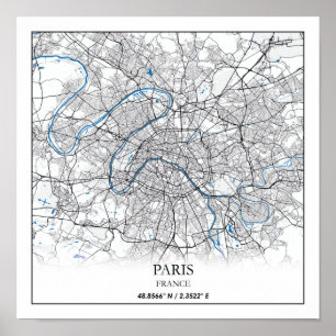 Poster Viagem Simple o mapa da cidade de Paris