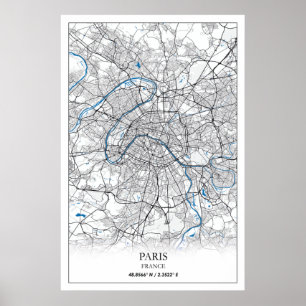 Poster Viagem Simple o mapa da cidade de Paris