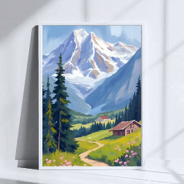 Poster Viagem Suiça de encostas dos Alpes Suíços