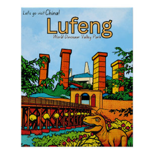 Póster viagem Vale do Dinossauro Lufeng China