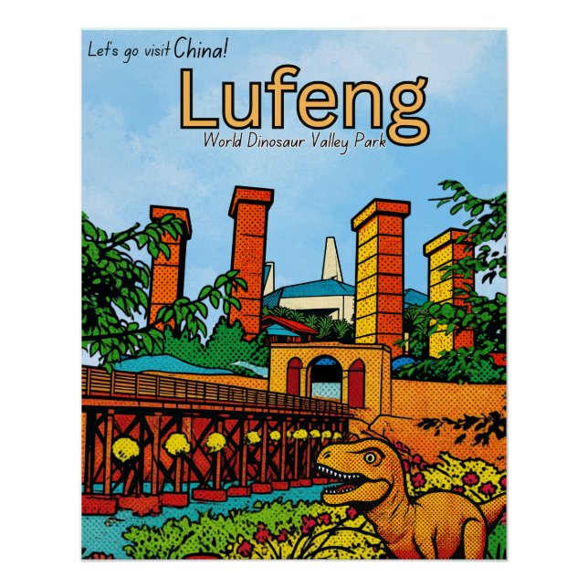 Póster viagem Vale do Dinossauro Lufeng China (Frente)