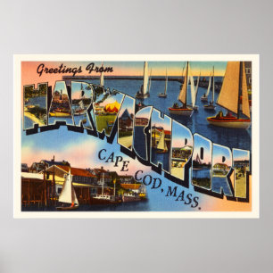 Póster Viagem velho das MÃES de Harwichport Cape Cod