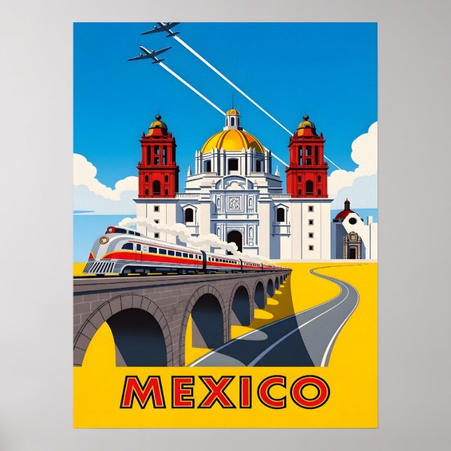 Poster Viagem vintage ao México (Frente)