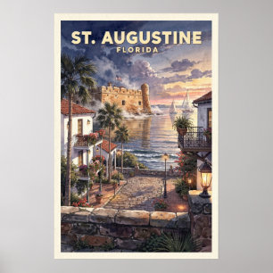 Poster Viagem Vintage St. Augustine Flórida