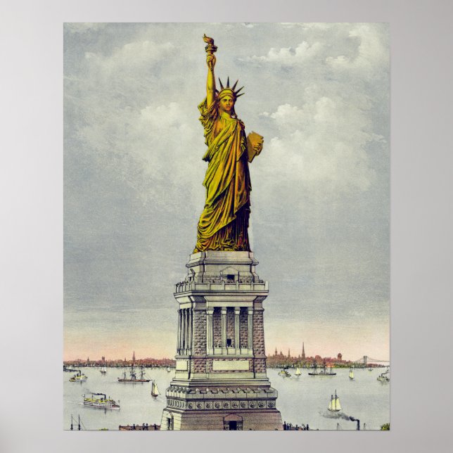 Póster Viagem Vintage Statue of Liberty New York (Frente)