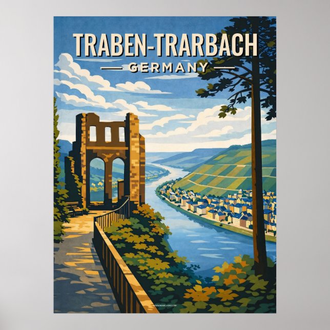 Poster Viagem Vintage Traben-Trarbach  (Frente)