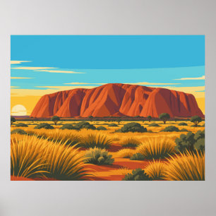 Poster Viagem Vintage Uluru Austrália