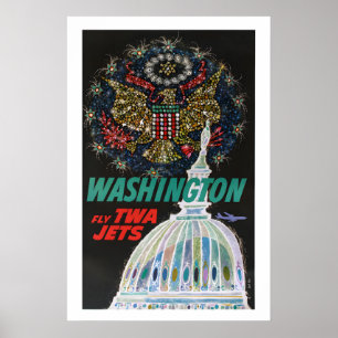 Poster Viagens Aéreas com Estilo Vintage de Washington DC