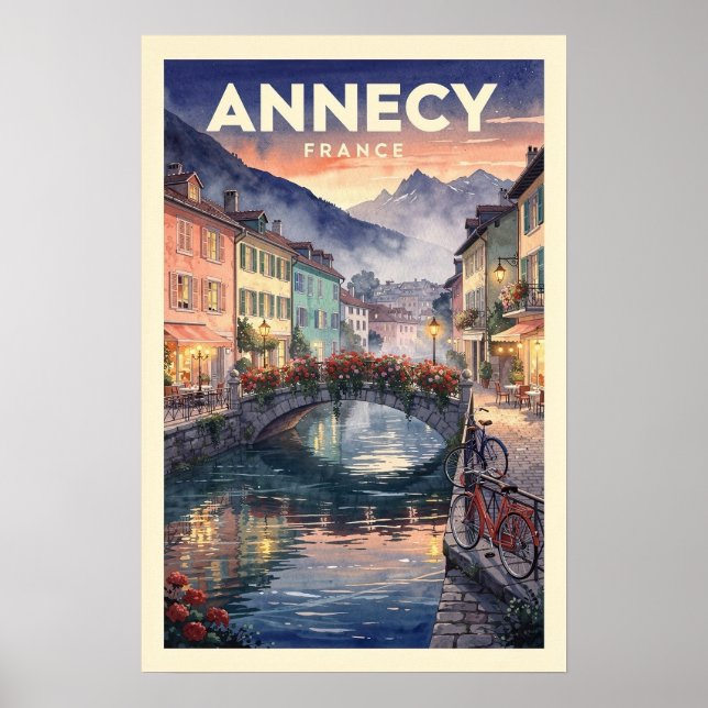 Poster Viagens Antigas Annecy França (Frente)