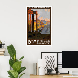 Póster Viagens Antigas, Roma Itália Fórum Romano ao Amanh