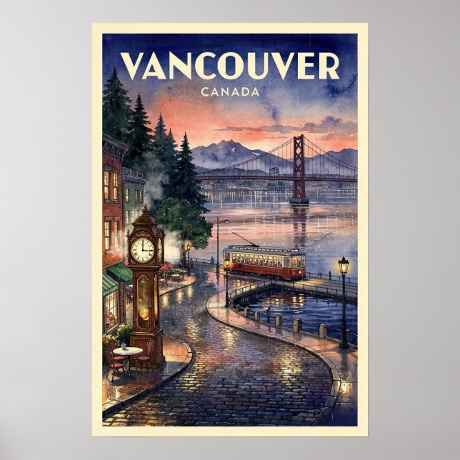 Poster Viagens Antigas Vancouver Canadá (Frente)