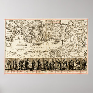 Poster Viagens do mapa de PaulPanoramic do apóstolo