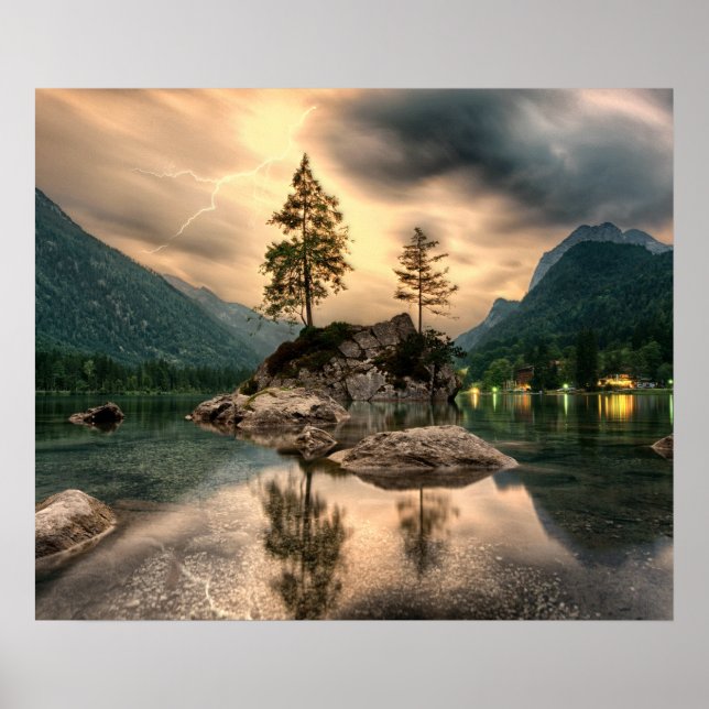 Poster Viagens naturais - Paisagem das montanhas hídricas (Frente)