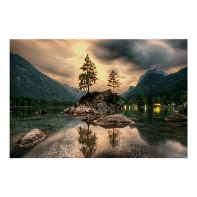 Póster Viagens naturais - Paisagem das montanhas hídricas (Frente)