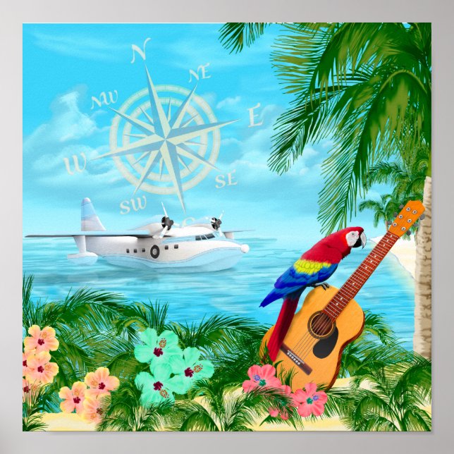 Póster Viagens tropicais (Frente)