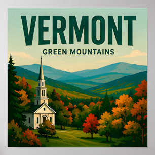 Poster Viagens Vermont Green Mountains Nova Inglaterra