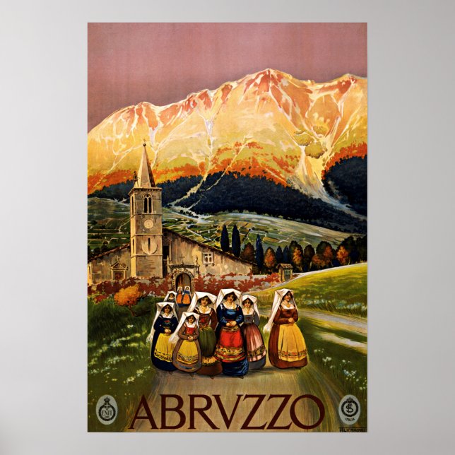 Poster Viagens vintage Abruzzo Itália (Frente)