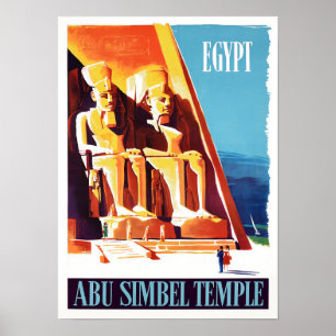Poster Viagens vintage Abu Simbel Egito