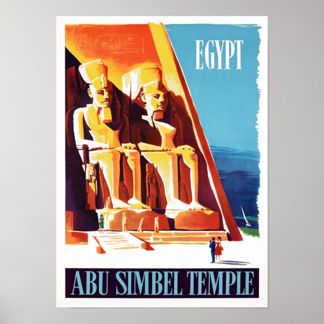 Poster Viagens vintage Abu Simbel Egito (Frente)