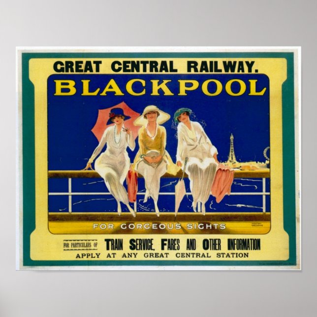 Póster Viagens vintage Advert / Blackpool England 1900 (Frente)