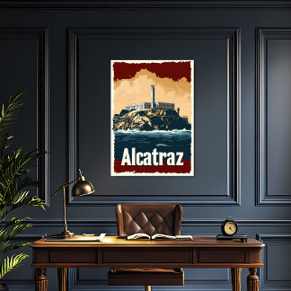 Poster Viagens vintage Alcatraz Negrito