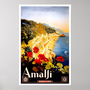 Poster Viagens vintage Amalfi Itália