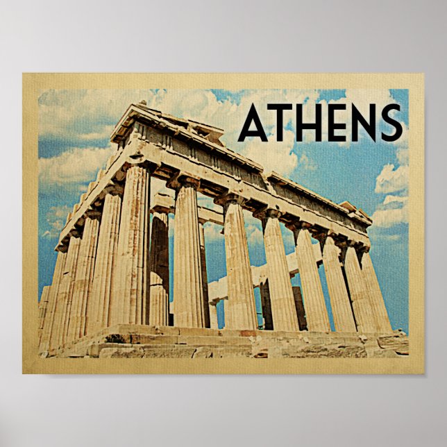 Póster Viagens vintage Atenas (Frente)